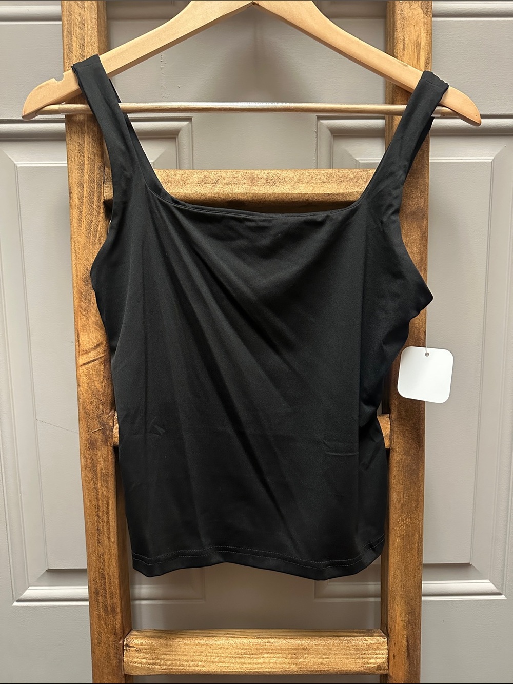 Sleek Black Women's Square-Neck Tank Top